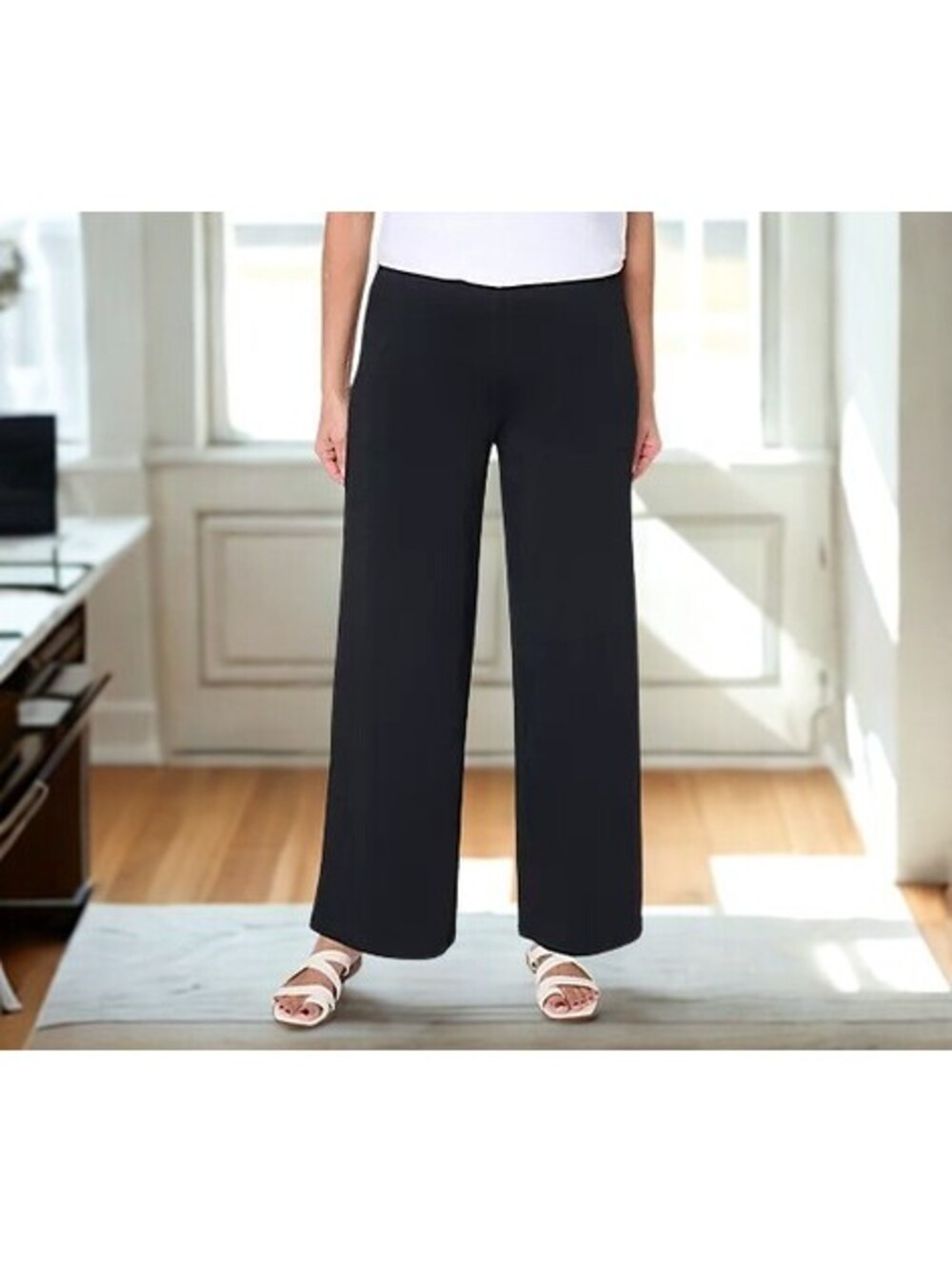 Denim & Co. Regular Beach Jersey Full Length Wide Leg Pants Size XXS